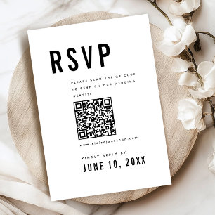 Cartão RSVP Código QR Chic Monograma Mínimo Moderno