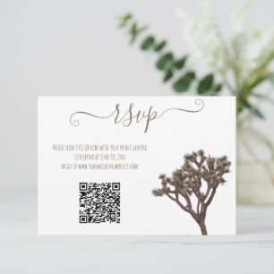 Cartão RSVP Código QR da árvore de Joshua de Cor Simples Moder
