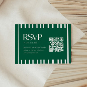 Cartão RSVP Código QR da Festa de Formatura com Listras Verdes