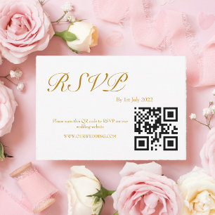 Cartão RSVP Código QR de Aquarela ROSE