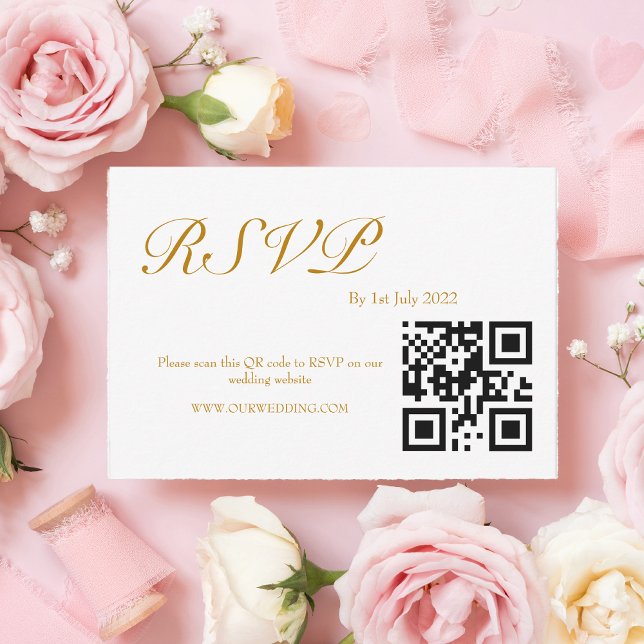 Cartão RSVP Código QR de Aquarela ROSE (Criador carregado)