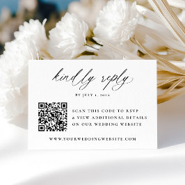 Cartão RSVP Código QR de Caligrafia Preta Elegante Moderna par