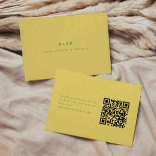 Cartão RSVP Código QR de Casamento Amarelo Limão Minimalista M