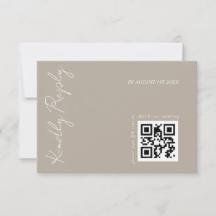 Cartão RSVP Código QR de casamento bege escuro moderno
