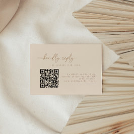 Cartão RSVP Código QR de Casamento Bege Minimalista
