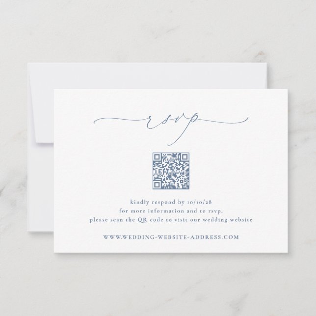 Cartão RSVP Código QR de casamento BRUNSWICK (Frente)