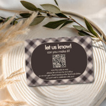 Código QR de Casamento Casual Xadrez Marrom Retrô