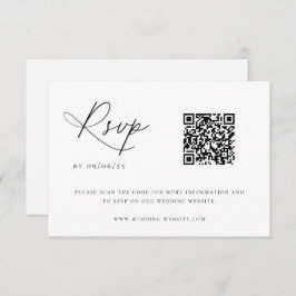 Cartão RSVP Código QR de Casamento Chic Costeiro Contemporâneo