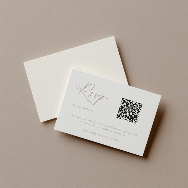 Cartão RSVP Código QR de Casamento Chic Costeiro Contemporâneo (Criador carregado)