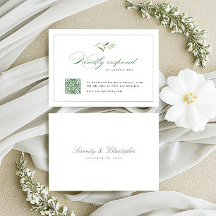 Cartão RSVP Código QR de casamento Clássico do Script de Elegâ
