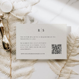 Cartão RSVP Código QR de Casamento Clássico Preto & Ecru Monog