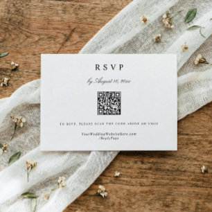 Cartão RSVP Código QR de Casamento Clássico Simples Moderno El