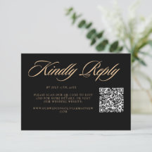 Código QR de casamento com letra cursiva preta ele