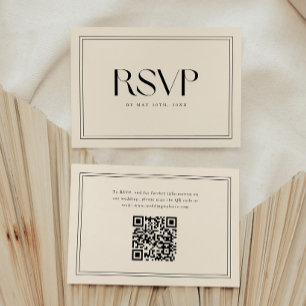 Cartão RSVP Código QR de Casamento com Tipografia Negrito Bege