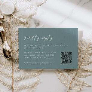 Cartão RSVP Código QR de Casamento Costeiro Aqua