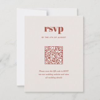 Cartão RSVP Código QR de casamento da Modern Brown Trendy Mix 