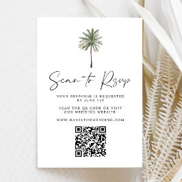 Cartão RSVP Código QR de Casamento de Árvore Palm Mínimo