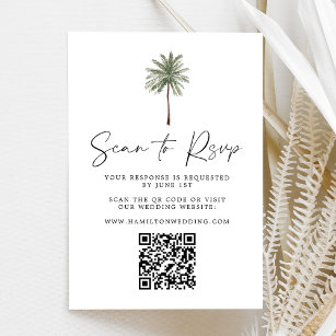 Cartão RSVP Código QR de Casamento de Árvore Palm Mínimo