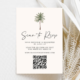 Cartão RSVP Código QR de Casamento de Árvore Palm Mínimo