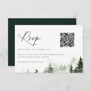 Cartão RSVP Código QR de Casamento de Árvores de Pinheiros Flo
