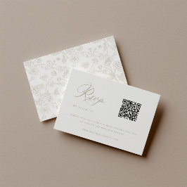 Cartão RSVP Código QR de Casamento de Beige Chinoiserie