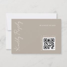 Cartão RSVP Código QR de Casamento de Beige Escuro Moderno
