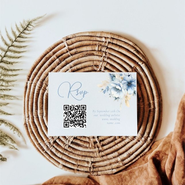Cartão RSVP Código Qr de Casamento de Bloom de Primavera Flora (Criador carregado)