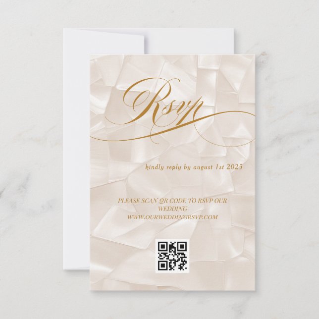 Cartão RSVP Código QR de Casamento de Caligrafia Mínima Elegan (Frente)