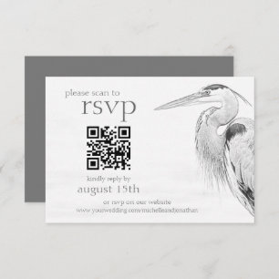 Cartão RSVP Código QR de Casamento de Casamento de Pássaro Bel