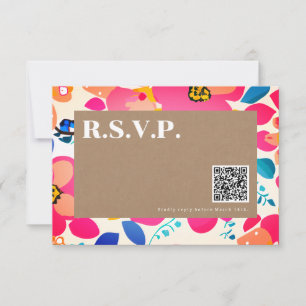 Cartão RSVP Código QR de Casamento de Corte Bril