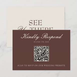 Cartão RSVP Código QR de casamento de dinheiro antigo marrom c