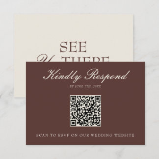 Cartão RSVP Código QR de casamento de dinheiro antigo marrom c