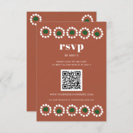 Cartão RSVP Código QR de Casamento de Fiesta Boho Barro do Méx