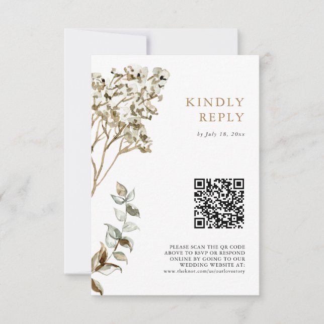 Cartão RSVP Código QR de Casamento de Grama das Pampas Boho RS (Frente)