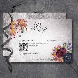 Cartão RSVP Código QR de Casamento de Halloween de Cores Gótic