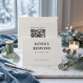 Cartão RSVP Código QR de Casamento de Inverno Minimalista Edit