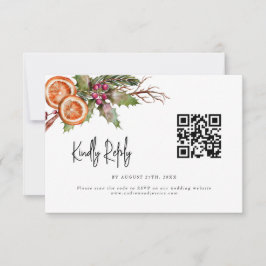 Cartão RSVP Código QR de Casamento de Natal Russo
