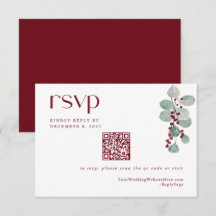Código QR de Casamento de Natal Simples em Borgonh