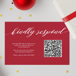 Cartão RSVP Código QR de Casamento de Natal Vermelho