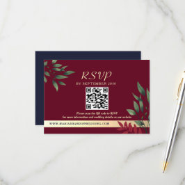 Cartão RSVP Código QR de casamento de outono em Borgonha