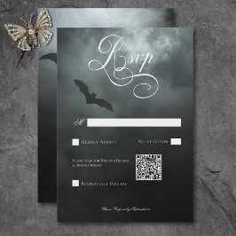 Cartão RSVP Código QR de Casamento de Portão e Nevoeiro da Mei