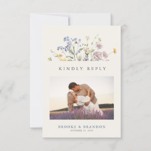 Cartão RSVP Código QR de Casamento de Prado de Primavera selva