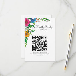 Cartão RSVP Código QR de casamento de primavera e verão da Bri