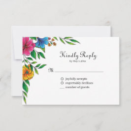Cartão RSVP Código QR de casamento de primavera e verão da Flo