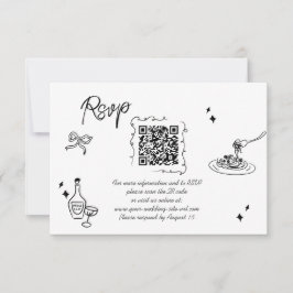 Cartão RSVP Código QR de Casamento de Script de Disjunção de T