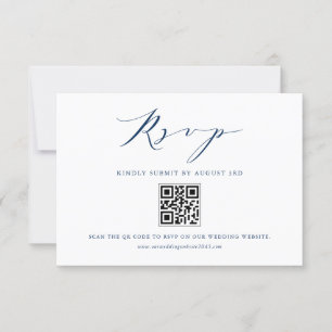 Cartão RSVP Código QR de Casamento de Script Minimalista de Ma