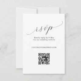 Cartão RSVP Código QR de Casamento de Script Romântico Simples