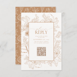 Cartão RSVP Código QR de Casamento de Terracotta Elegante Por