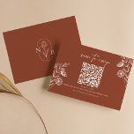 Cartão RSVP Código QR de Casamento de Terracotta Floral Minima<br><div class="desc">Cartão RSVP de Código QR de Código de Terracotta Floral Minimalista. Monograma atrás.</div>
