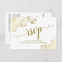 Código QR de Casamento Dourado Elegante e Caligraf